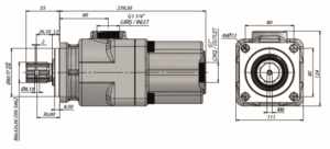 Pompa tłoczkowa prosta, dwukierunkowa, ISO, wieloklinowy 350-300 bar, 20-60L wymiary